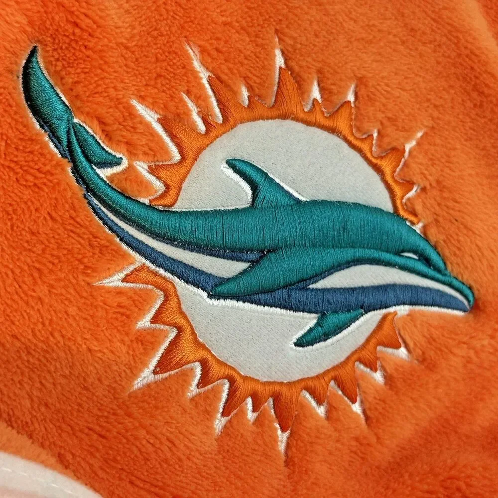 Miami Dolphins NFL Football Ultra Fleece Hoodie Scarf Orange Embroidered Logo